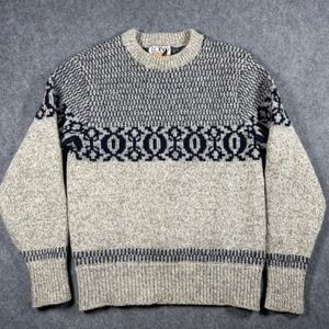 Vintage Lobo by Pendleton Sweater Mens Large Grey Navy Fair Isle Wool Geometric